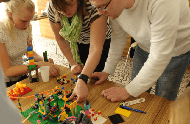 Participants close-up: a colourful shared LEGO cityscape